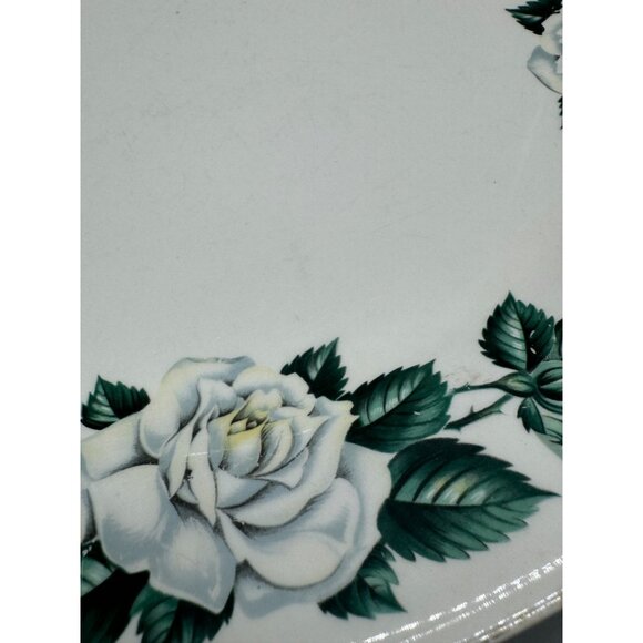 Vtg eggshell nautilus Oval Ceramic Serving Platter White Rose Pattern Green READ - Picture 8 of 14